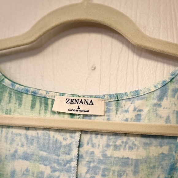 Zenana Outfitters Green and White Sleeveless Relaxed Tank Top - Picture 4 of 4